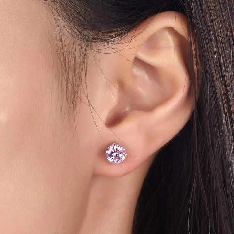 1 Carat Pink Created Sapphire 925 Sterling Silver Stud Earrings MXFE8115