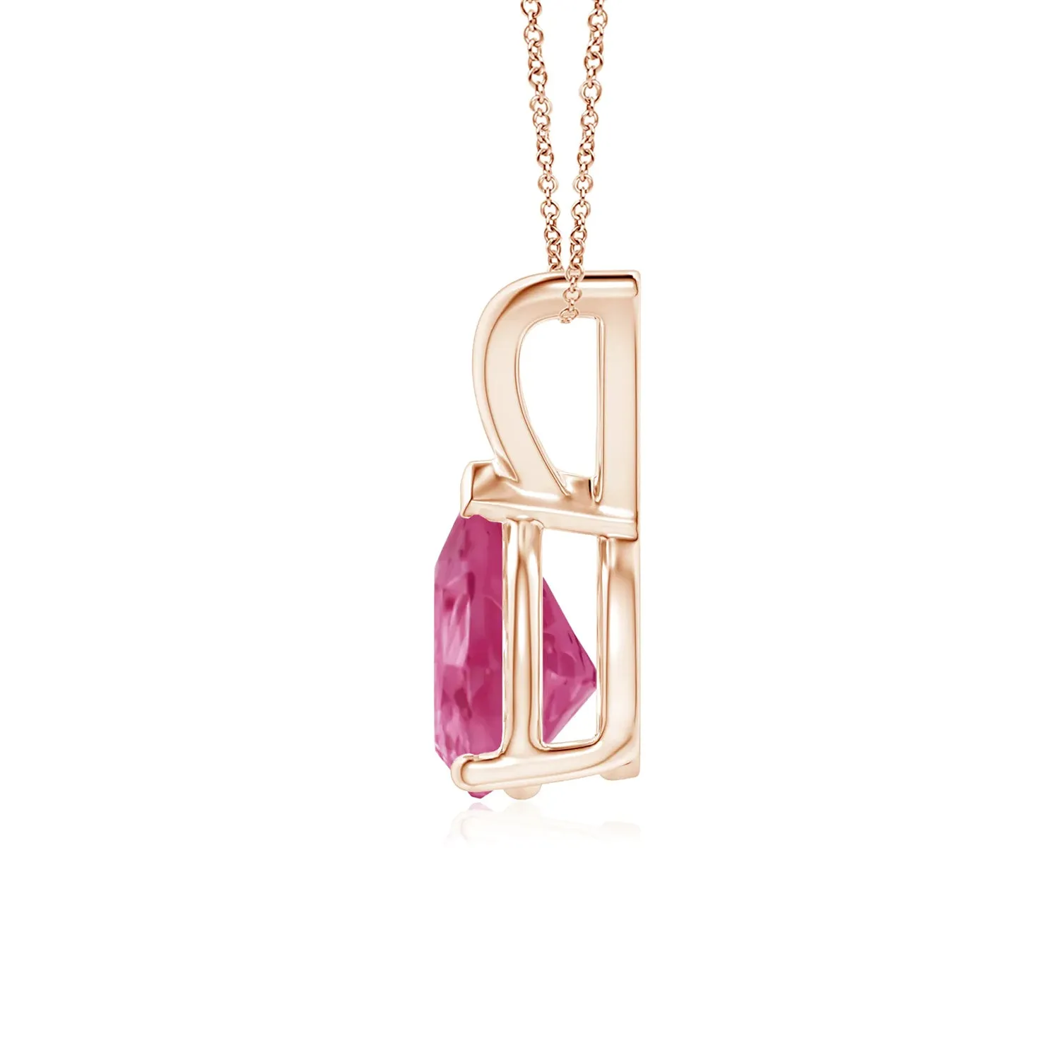 1 CT. Pear Shape Pink Sapphire Solitaire V-Bale Pendant