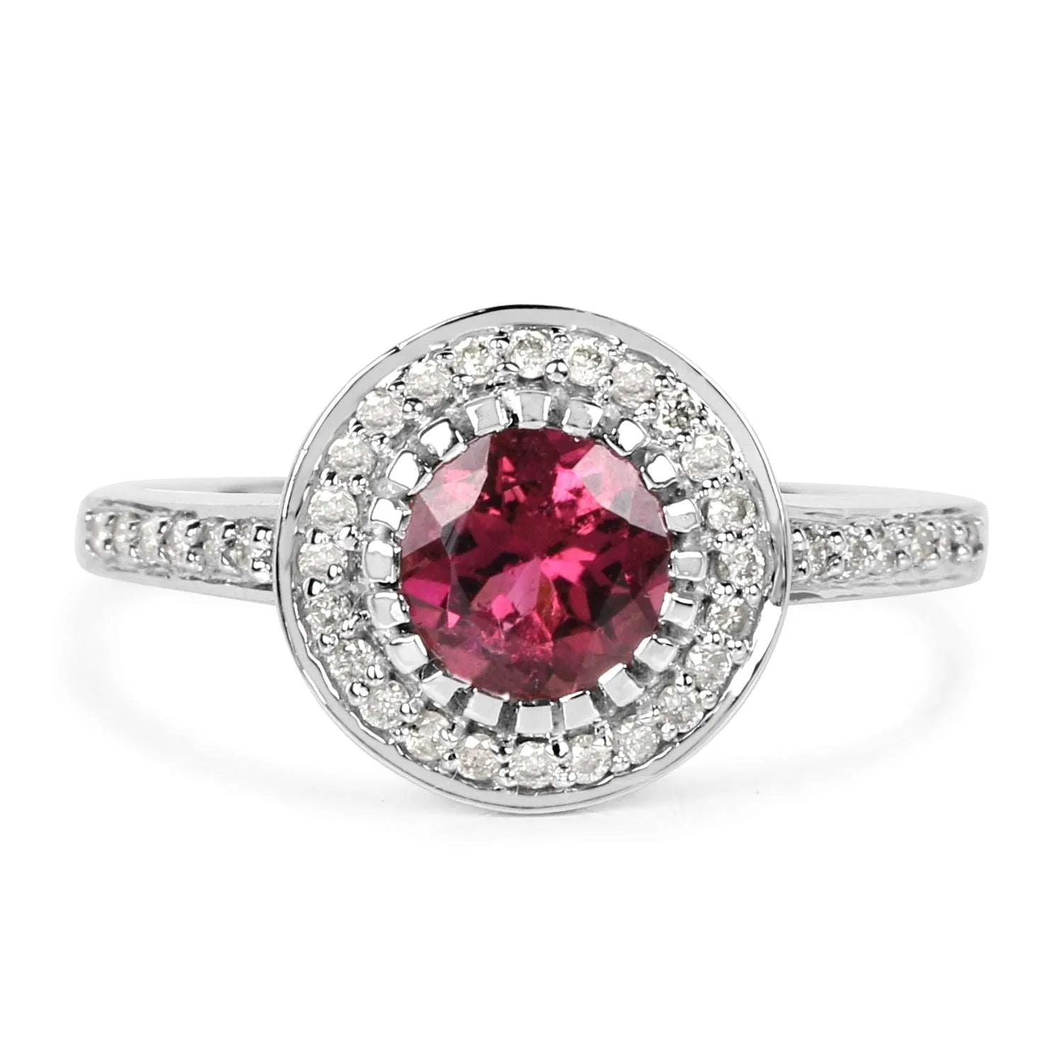 10K White Gold Pink Tourmaline and Diamond Ring