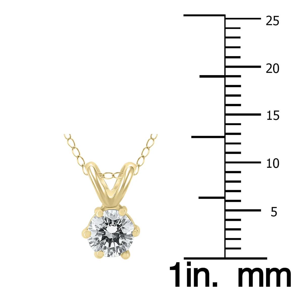 1/2 Carat 6 Prong Diamond Solitaire Pendant In 14K Yellow Gold