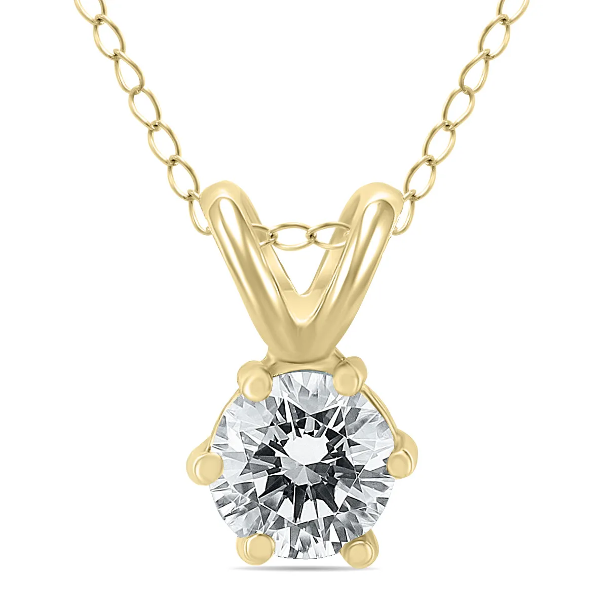 1/2 Carat 6 Prong Diamond Solitaire Pendant In 14K Yellow Gold