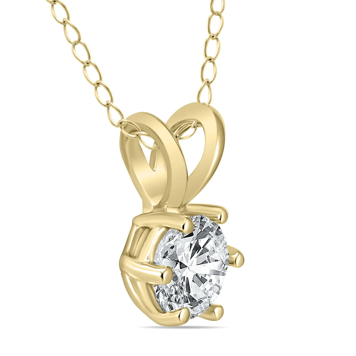 1/2 Carat 6 Prong Diamond Solitaire Pendant In 14K Yellow Gold