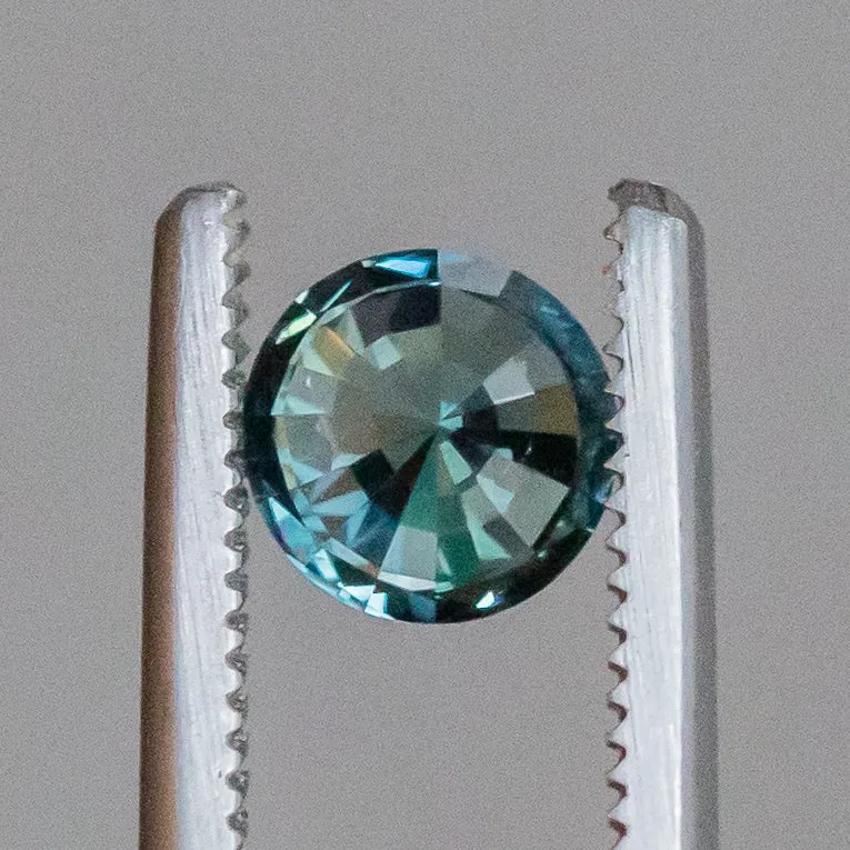 1.20CT BRILLIANT ROUND MADAGASCAR SAPPHIRE, LIGHT TEAL BLUE, 6X4.11MM