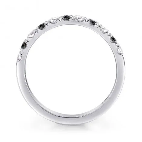 18CT White Gold Black Diamond Half-Eternity Wedding Band Ring