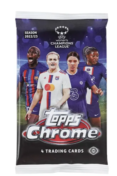 2022/23 Topps Chrome UEFA Women's Champions League Soccer Hobby Box 20 Packs per Box, 4 Cards per Pack