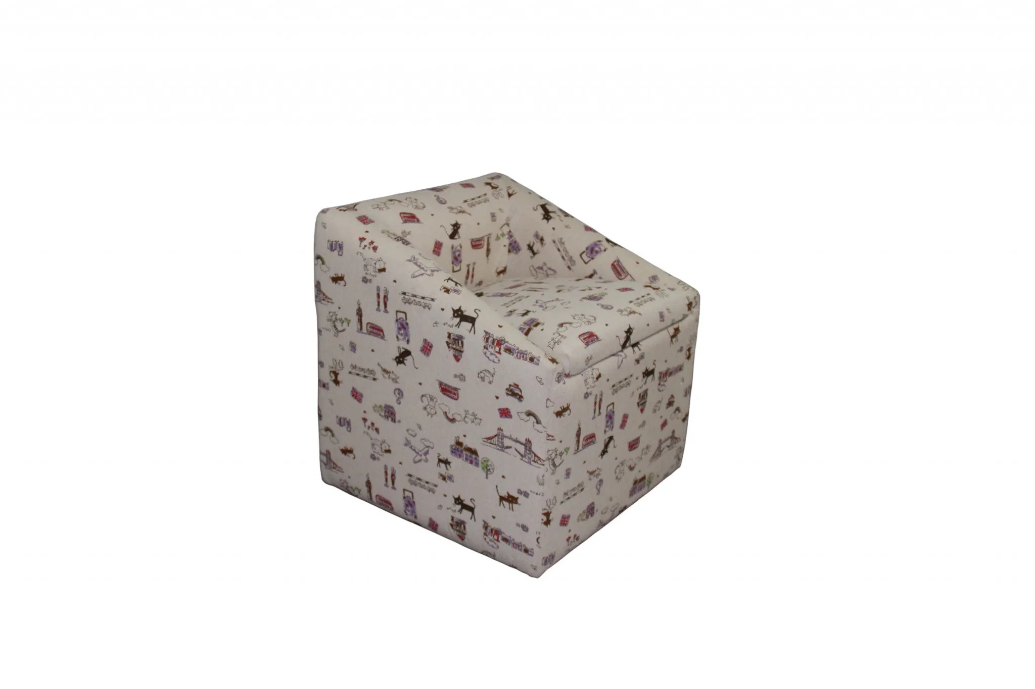 21" Modern Beige Whimsical Cats in London Cubed Accent Storage Chair By Homeroots