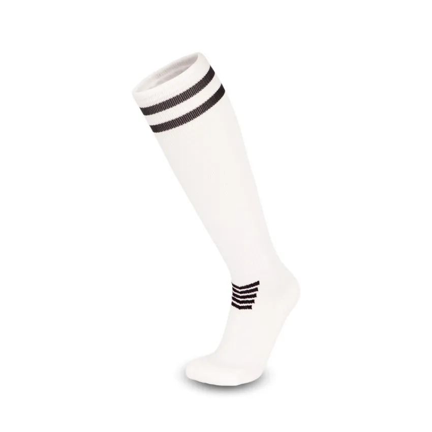 3 Pack Mens White  Football Socks with Black Srtiped Cuffs