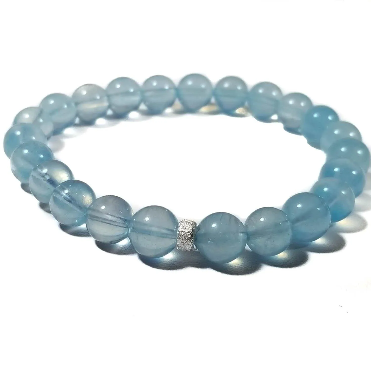 8mm Aquamarine Gemstone Bracelet