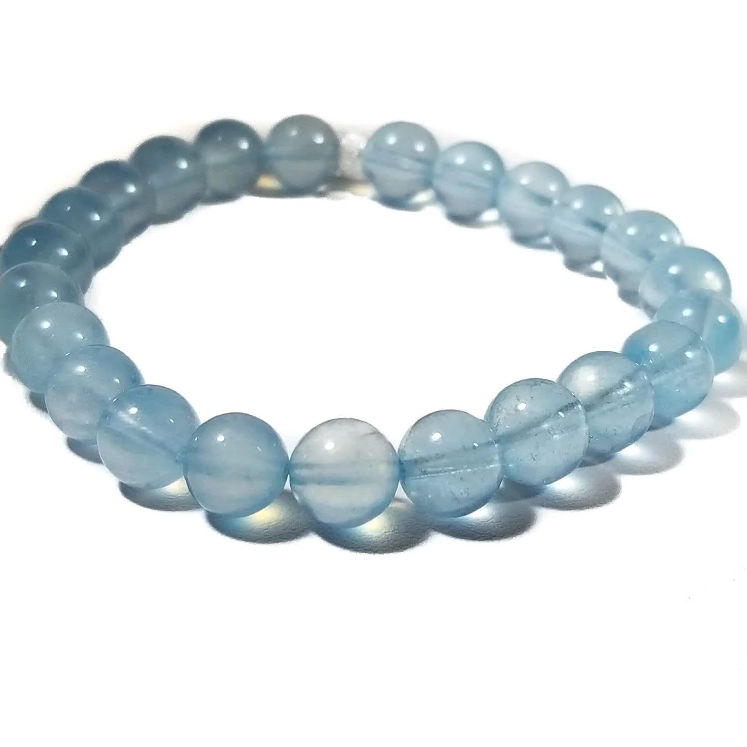 8mm Aquamarine Gemstone Bracelet