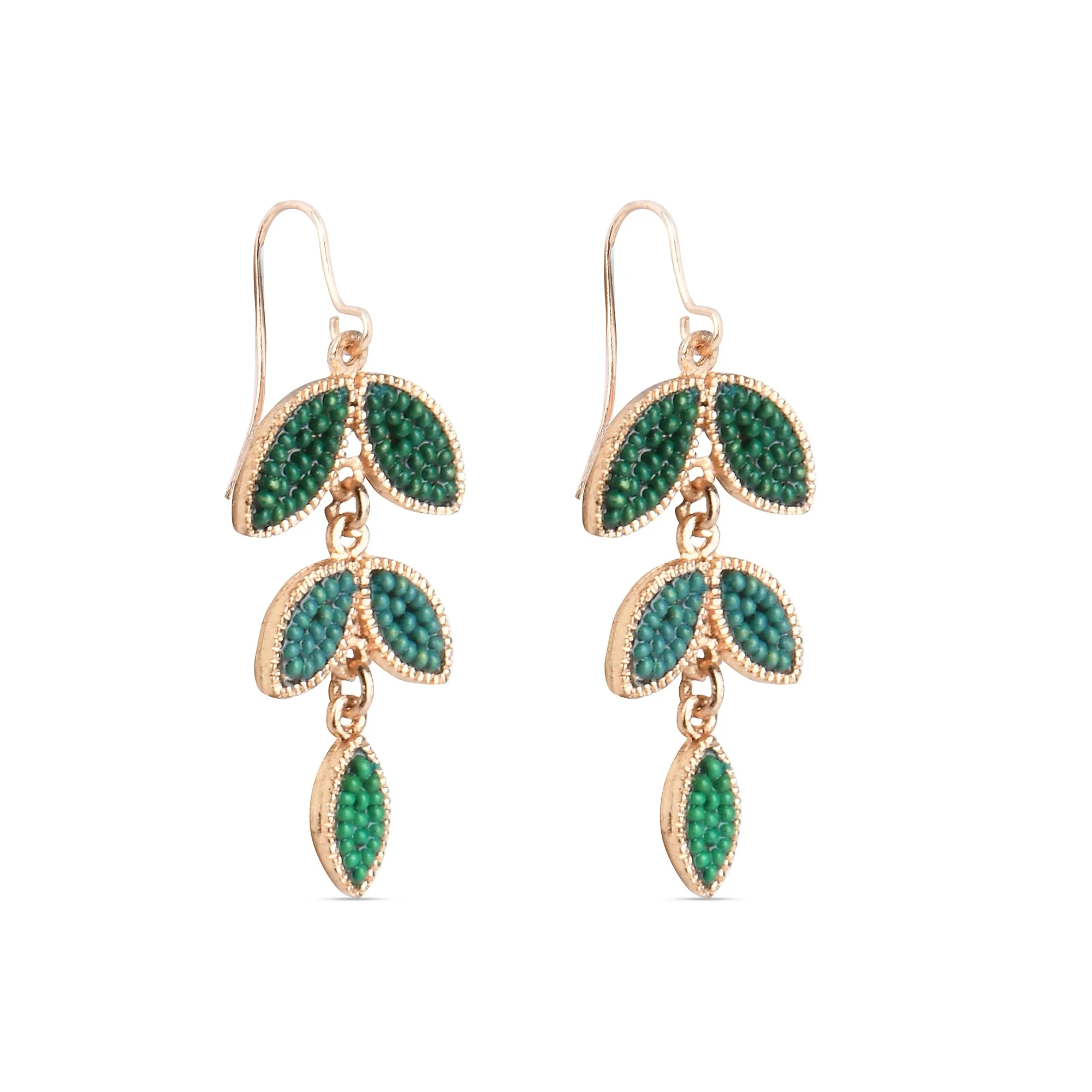 Accessorize London Women's Beaded Leaf Drop Earrings