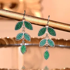 Accessorize London Women's Beaded Leaf Drop Earrings