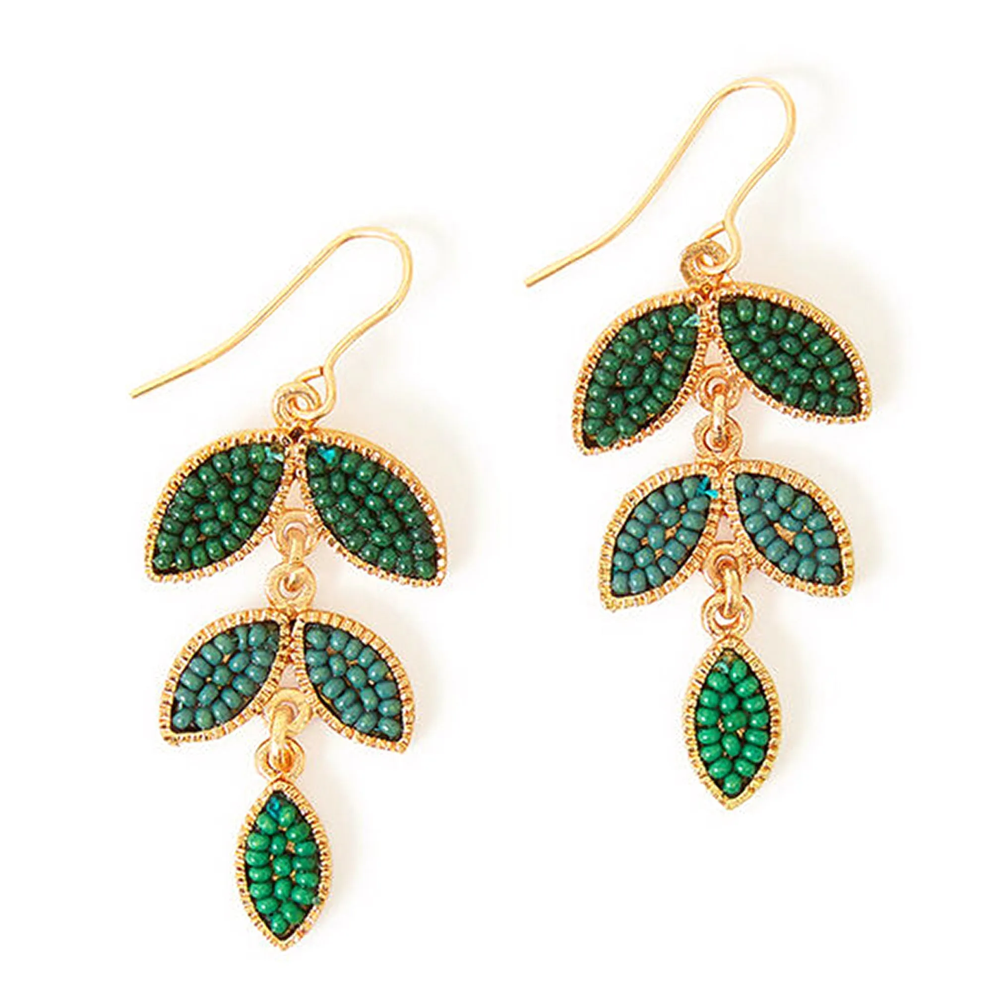 Accessorize London Women's Beaded Leaf Drop Earrings