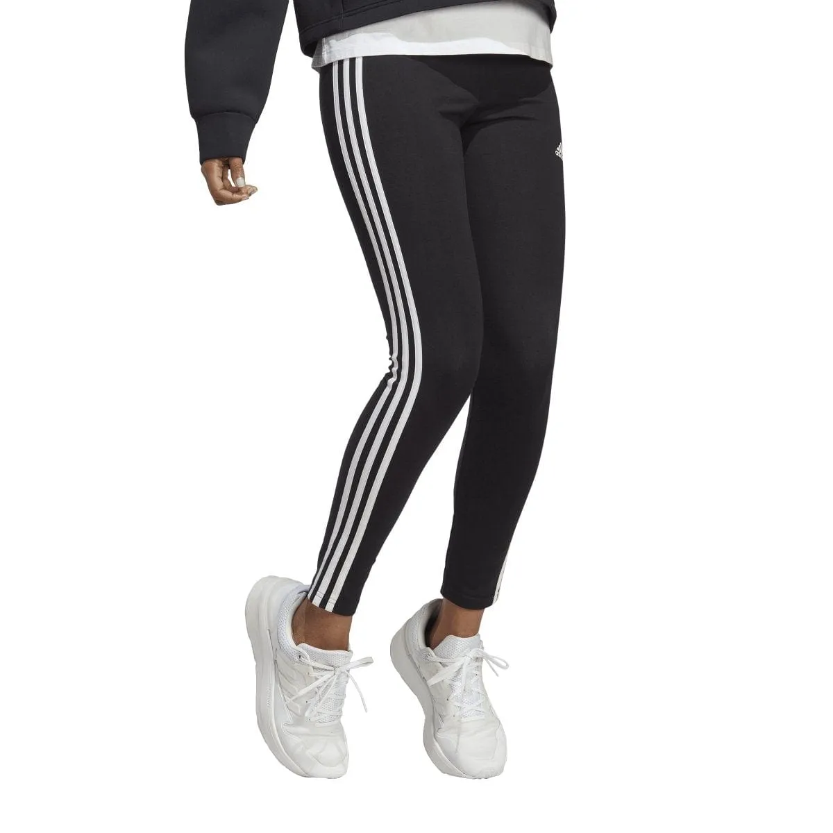 ADIDAS WOMEN'S ESSENTIALS 3-STRIPES HIGH-WAISTED SINGLE JERSEY BLACK TIGHTS