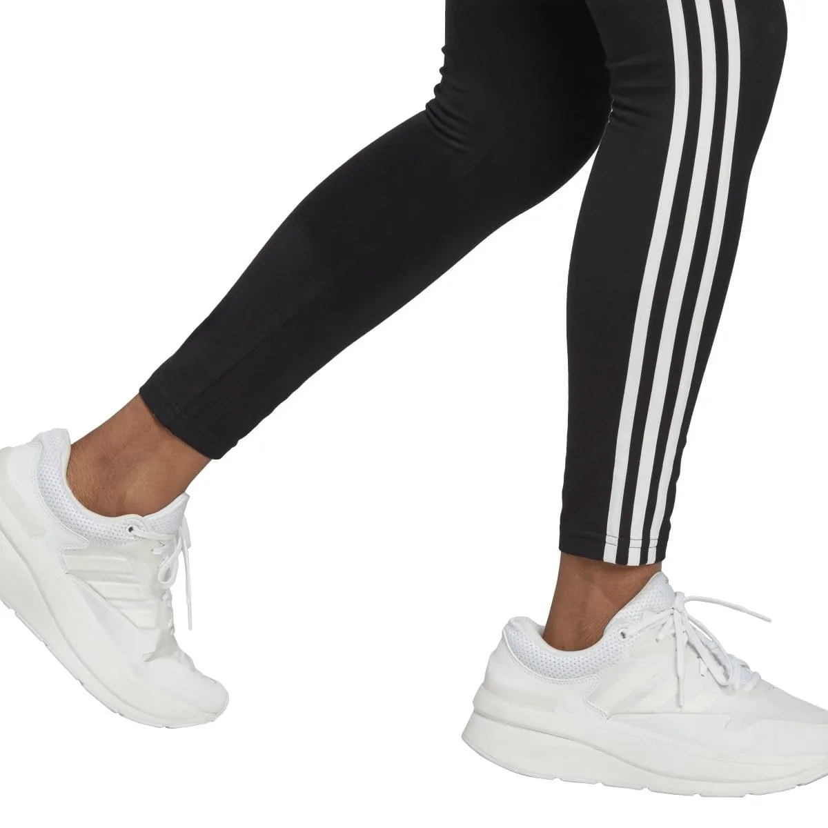 ADIDAS WOMEN'S ESSENTIALS 3-STRIPES HIGH-WAISTED SINGLE JERSEY BLACK TIGHTS