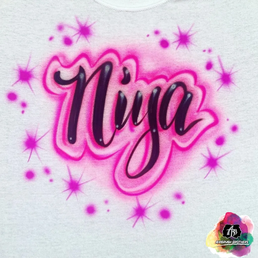 Airbrush Name w/ Outline Shirt Design