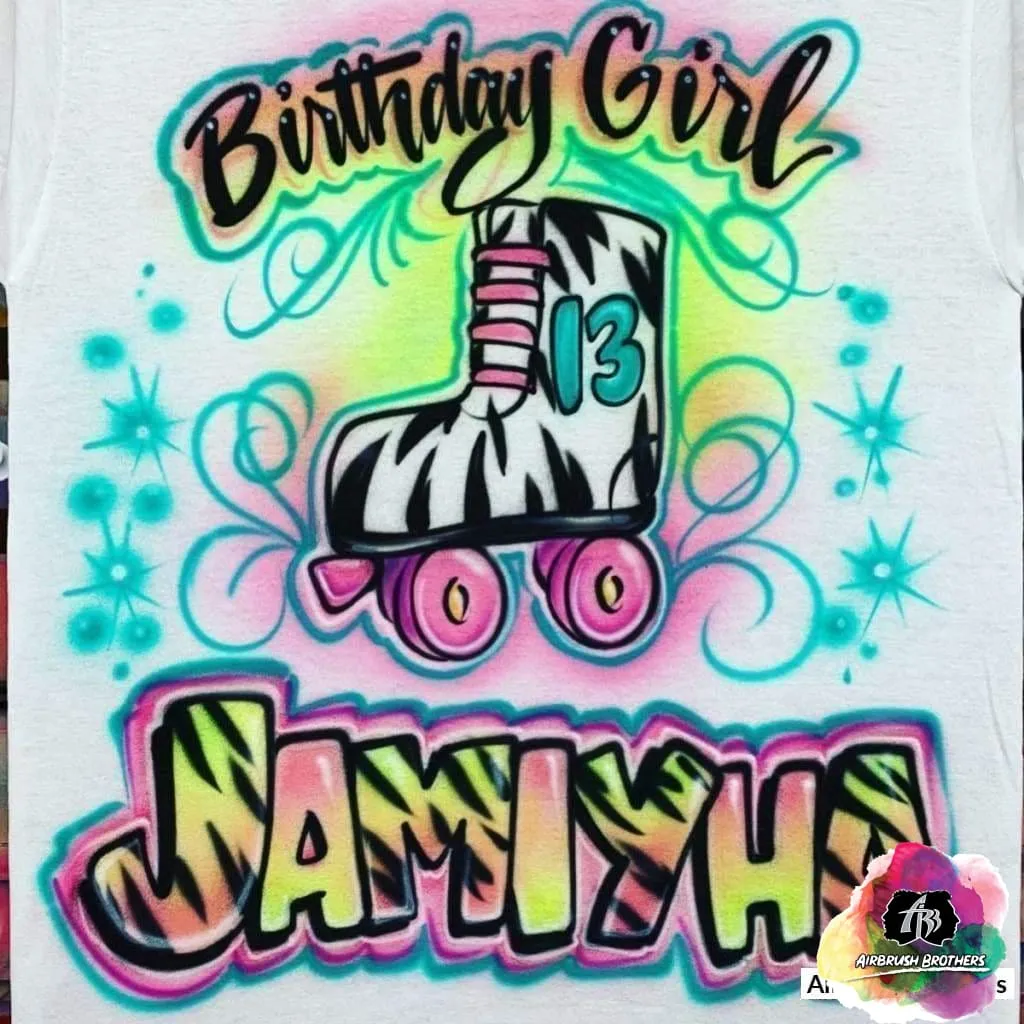 Airbrush Zebra Print Letters Birthday Design