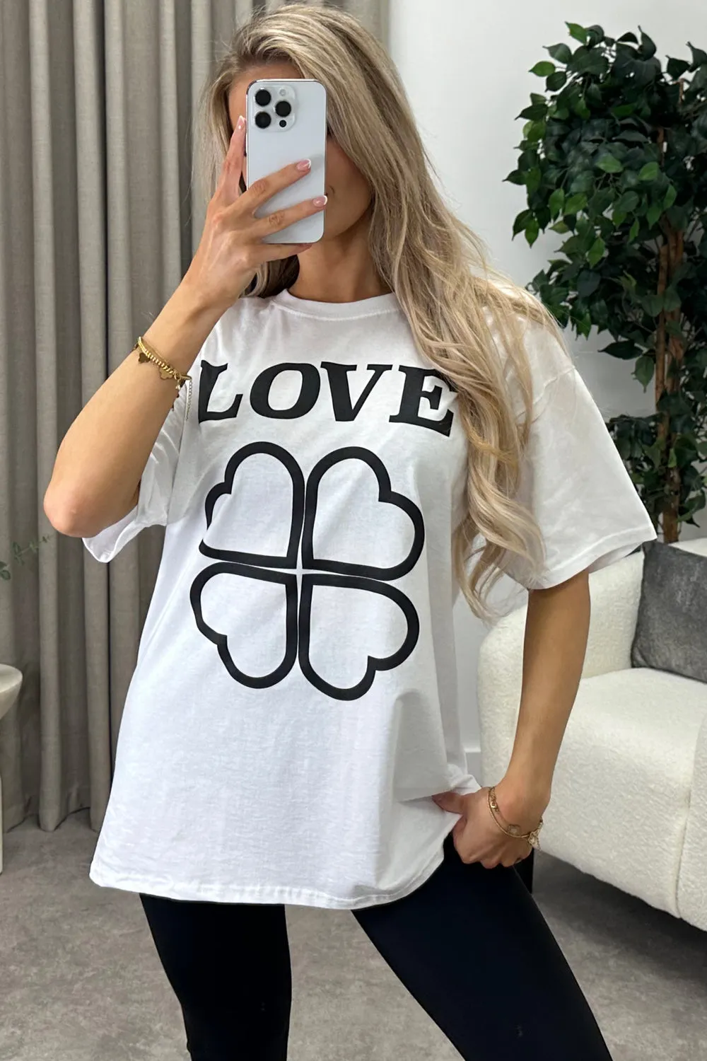 Alfie White Love Slogan Graphic Print T-Shirt