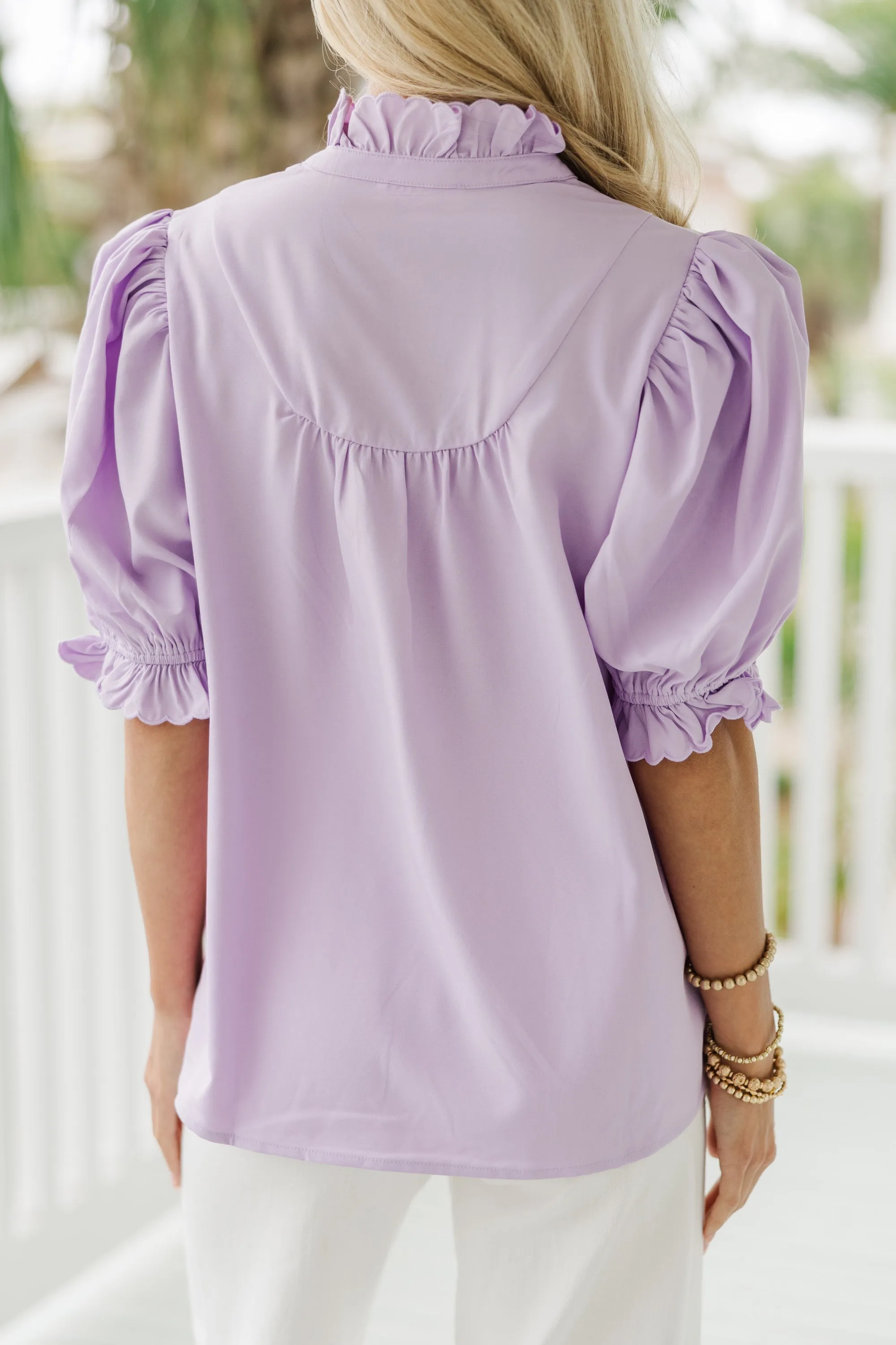 All For You Lavender Purple Ruffled Blouse