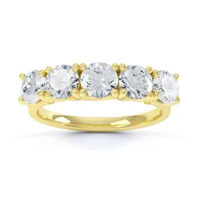 AMABEL - Round Moissanite 18k Yellow Gold Five Stone Ring