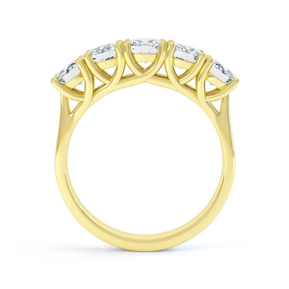 AMABEL - Round Moissanite 18k Yellow Gold Five Stone Ring