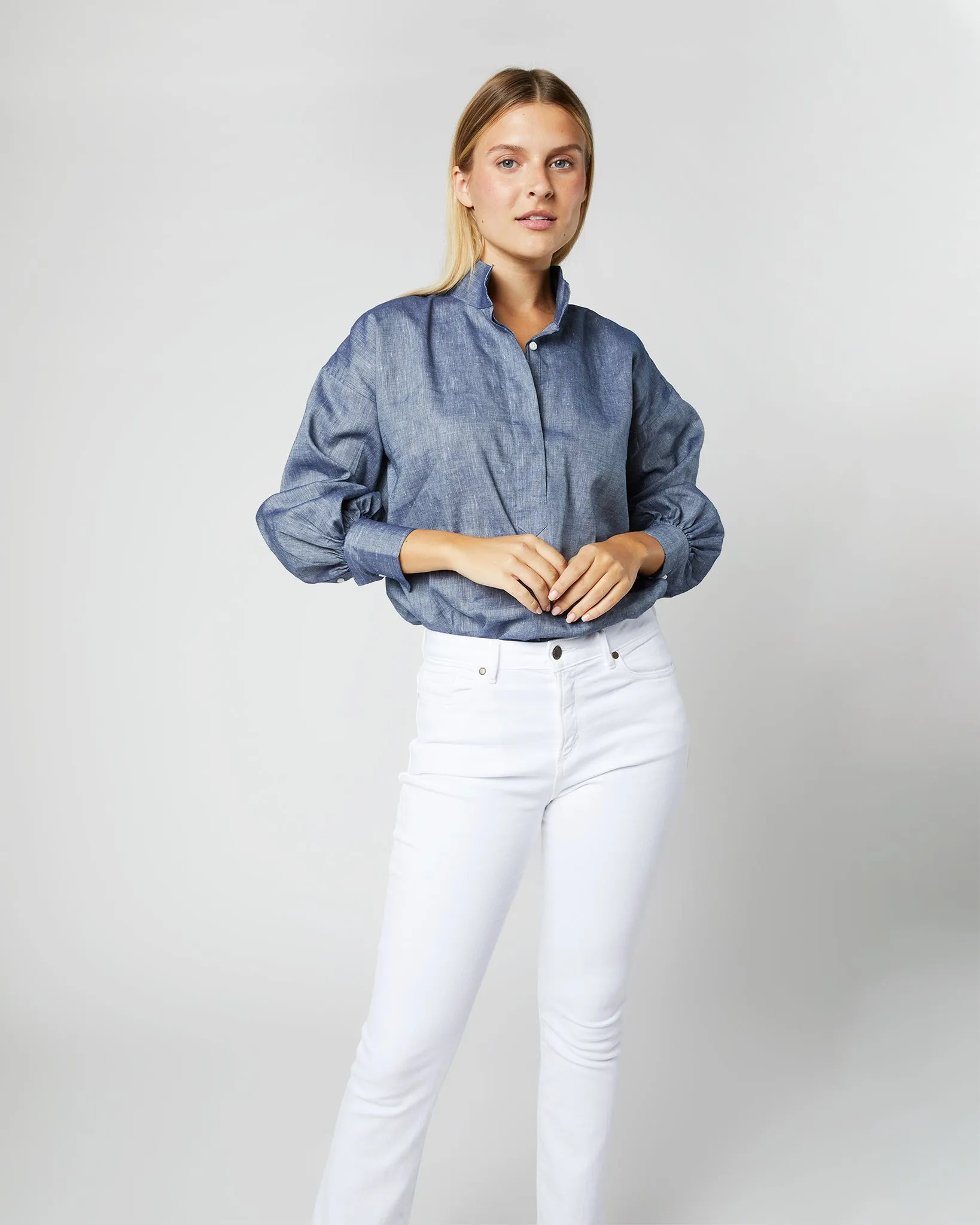 Anaya Popover Shirt in Indigo Cotolino Chambray