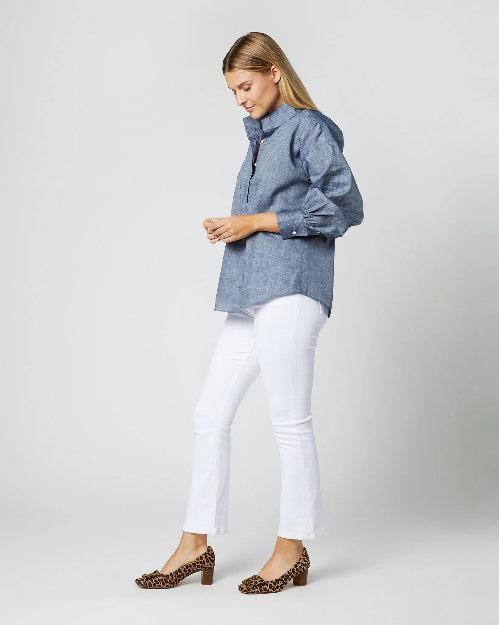 Anaya Popover Shirt in Indigo Cotolino Chambray