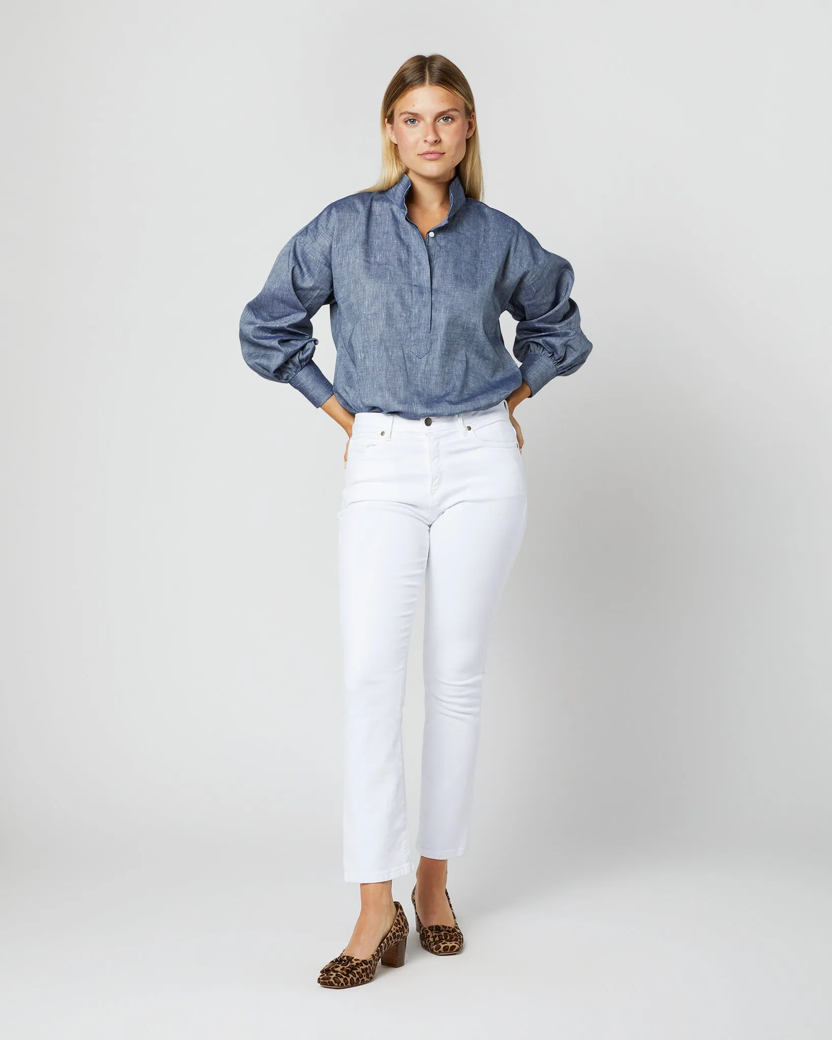 Anaya Popover Shirt in Indigo Cotolino Chambray