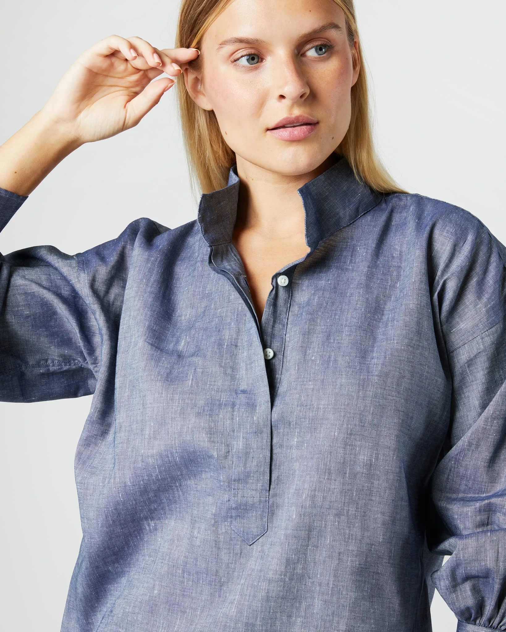 Anaya Popover Shirt in Indigo Cotolino Chambray