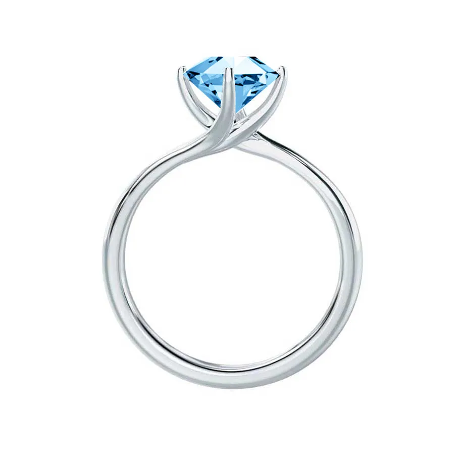 ANNORA - Chatham® Aqua Spinel 18k White Gold Twist Solitaire Ring