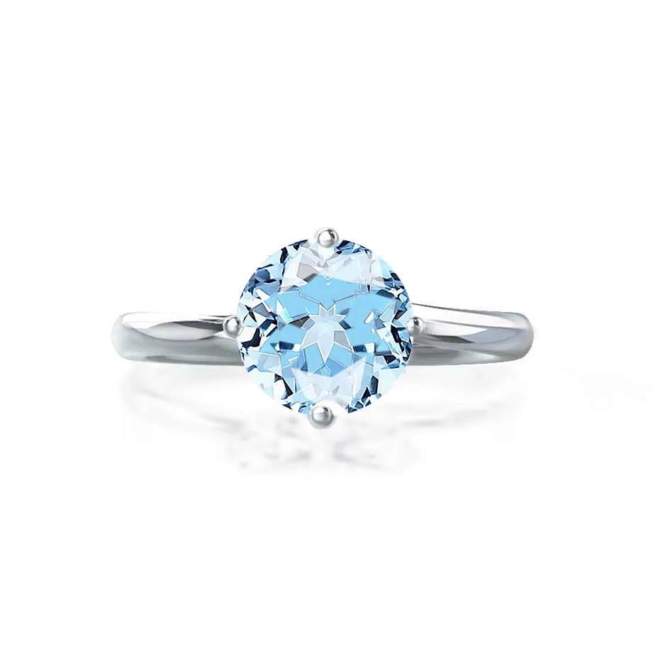 ANNORA - Chatham® Aqua Spinel 18k White Gold Twist Solitaire Ring