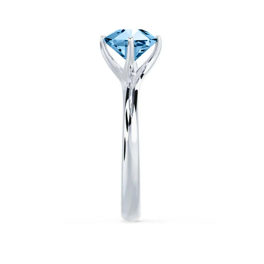 ANNORA - Chatham® Aqua Spinel 18k White Gold Twist Solitaire Ring