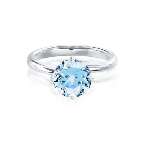 ANNORA - Chatham® Aqua Spinel 18k White Gold Twist Solitaire Ring