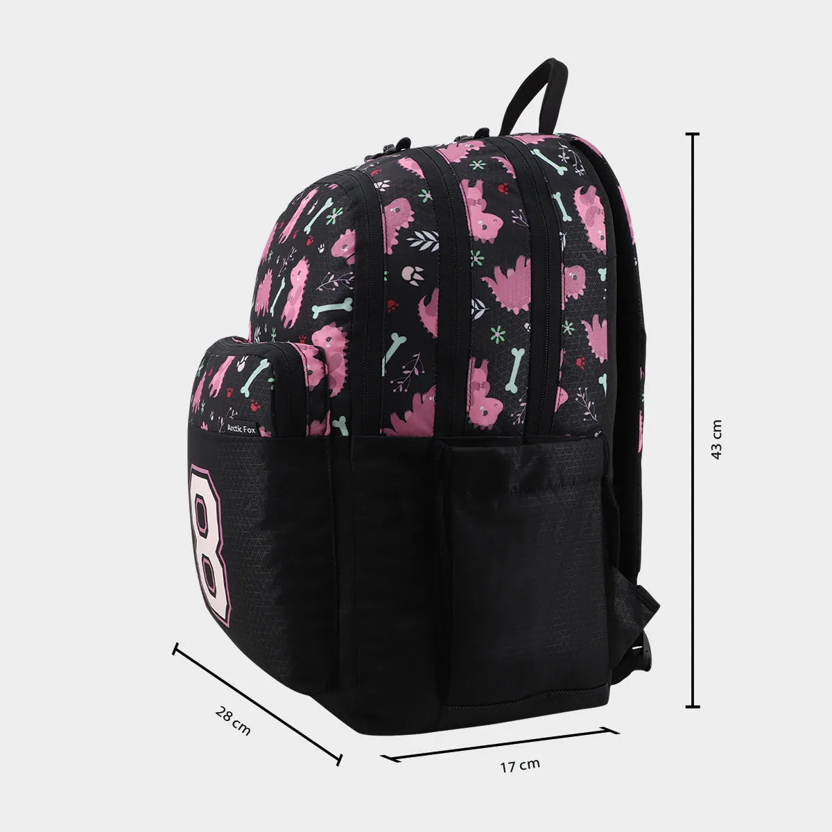 Arctic Fox Saurus Pink School Backpack for Boys and Girls