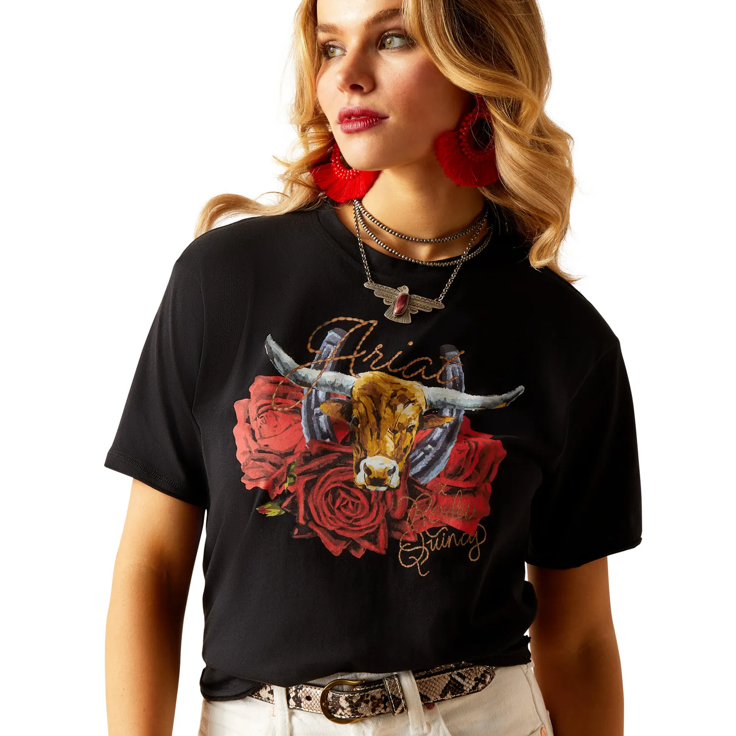 Ariat Women's Rodeo Quincy Steer T-Shirt - Black