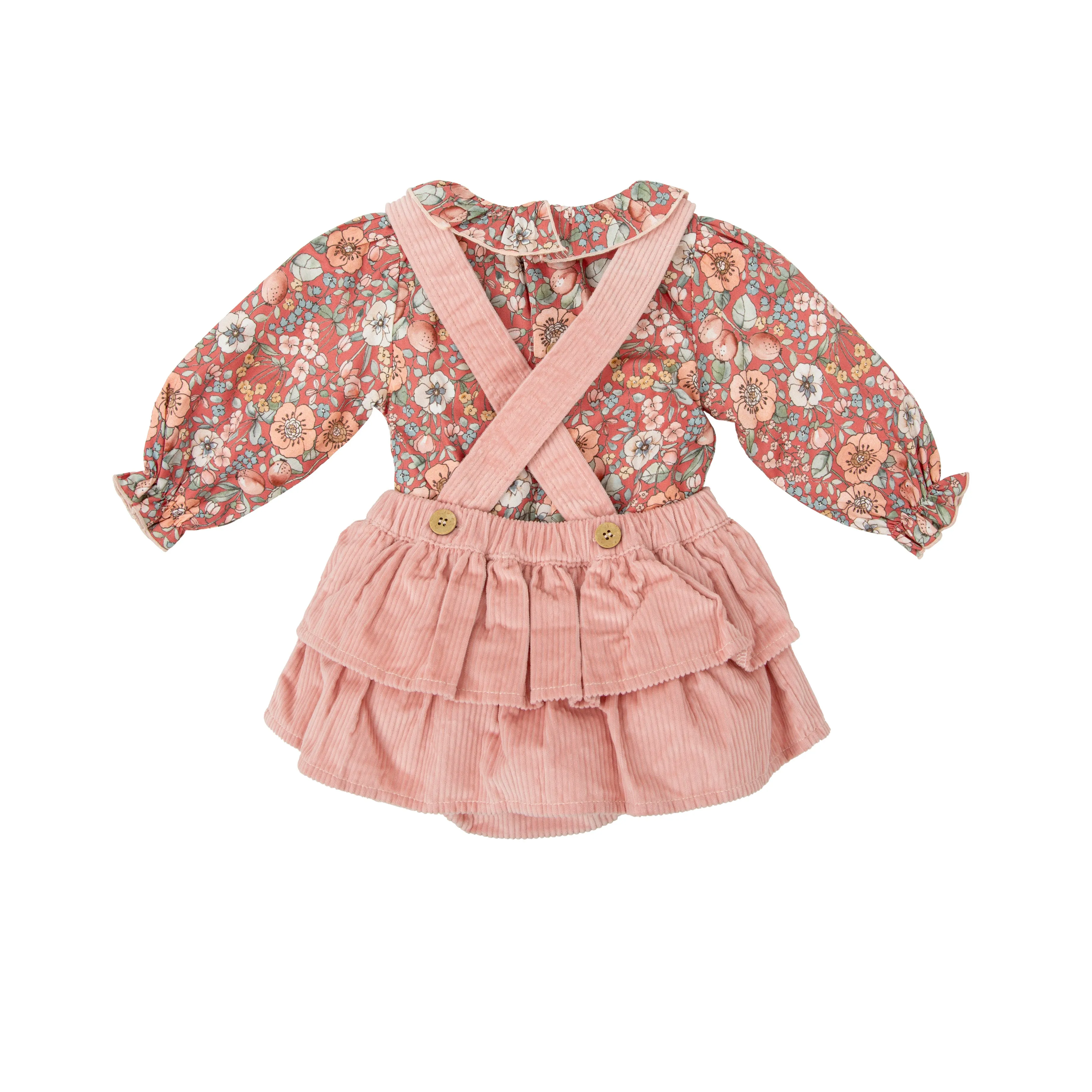 Babidu Baby girls Floral and Cord Romper and Top