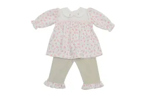 Baby Girl's Pink Velour Floral Dress Set