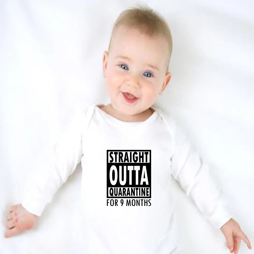 Baby Long Sleeved Vest Bodysuit Grow Straight Outta Quarantine for Newborn Gift