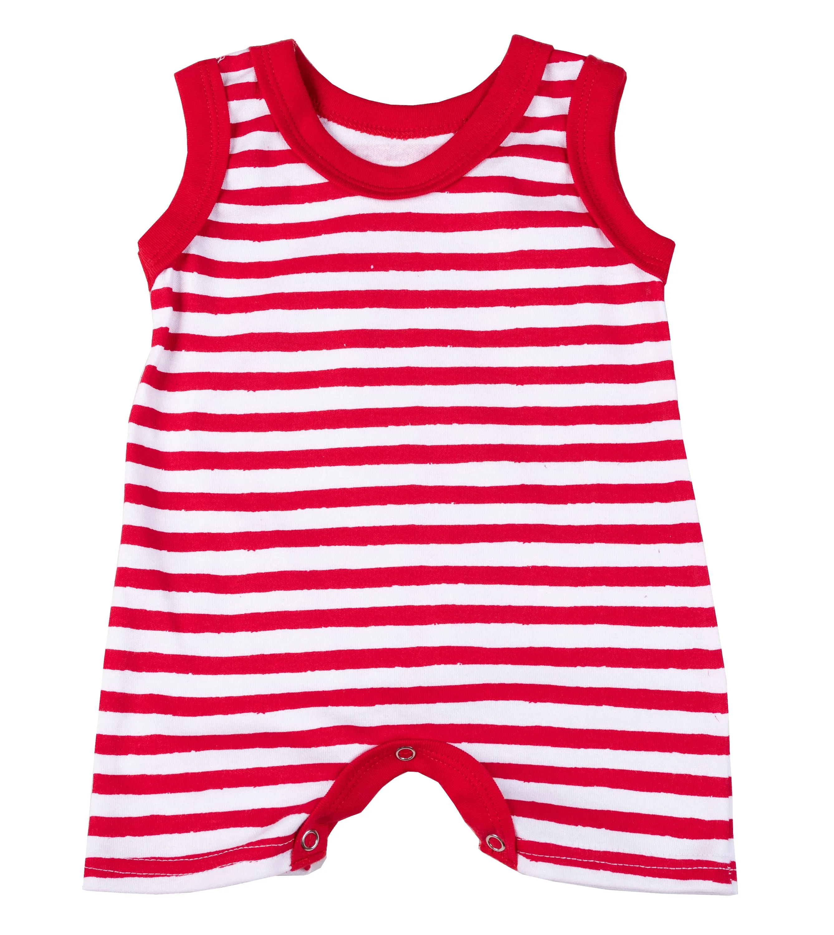 Baby Red Striped Sleeveless  Short Romper