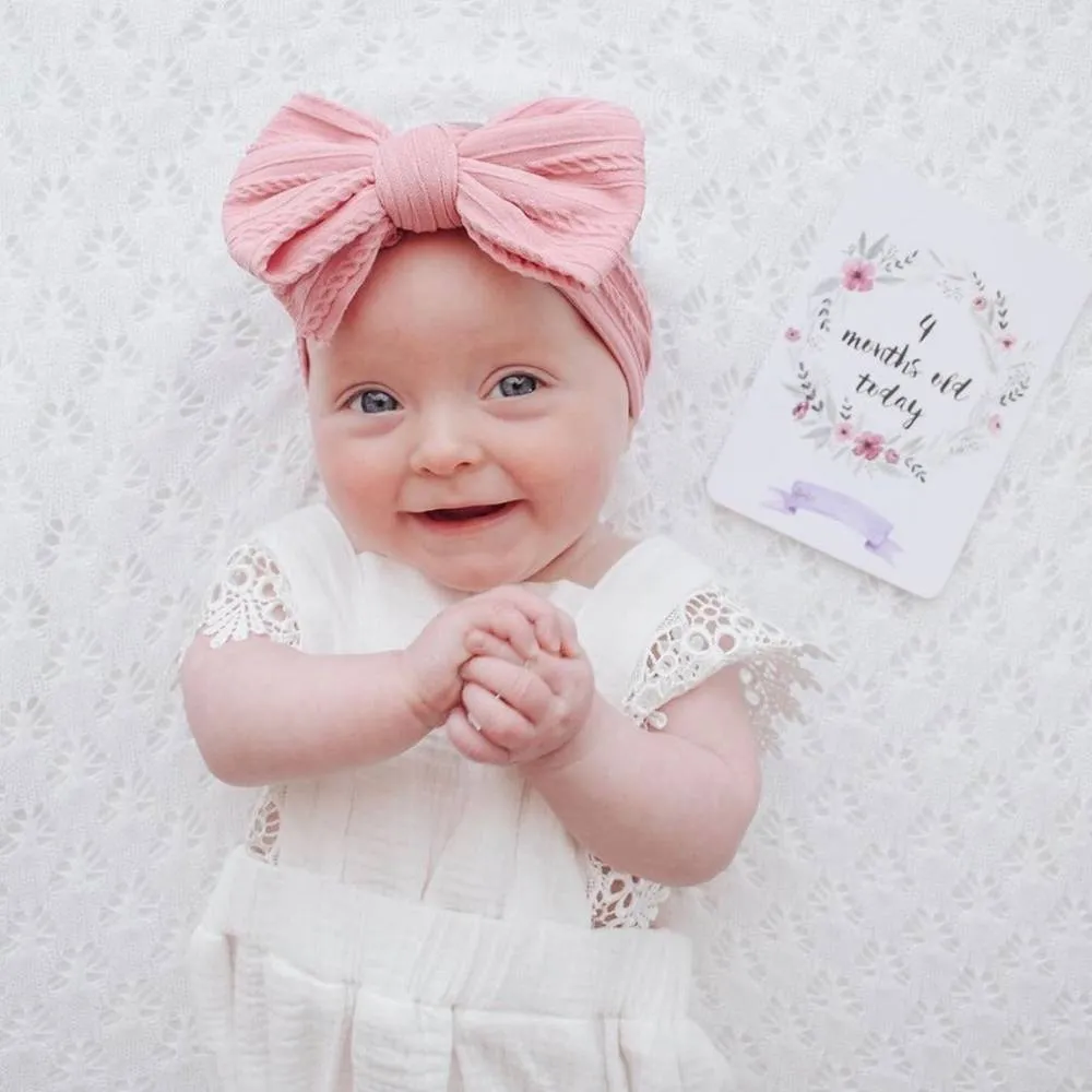 Baby Top Knot Double Bow Headband Grey