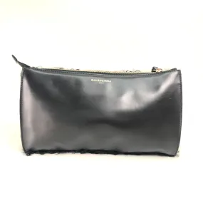 BALENCIAGA Clutch bag 347238 Mouton, Leather black logo Women Used Authentic