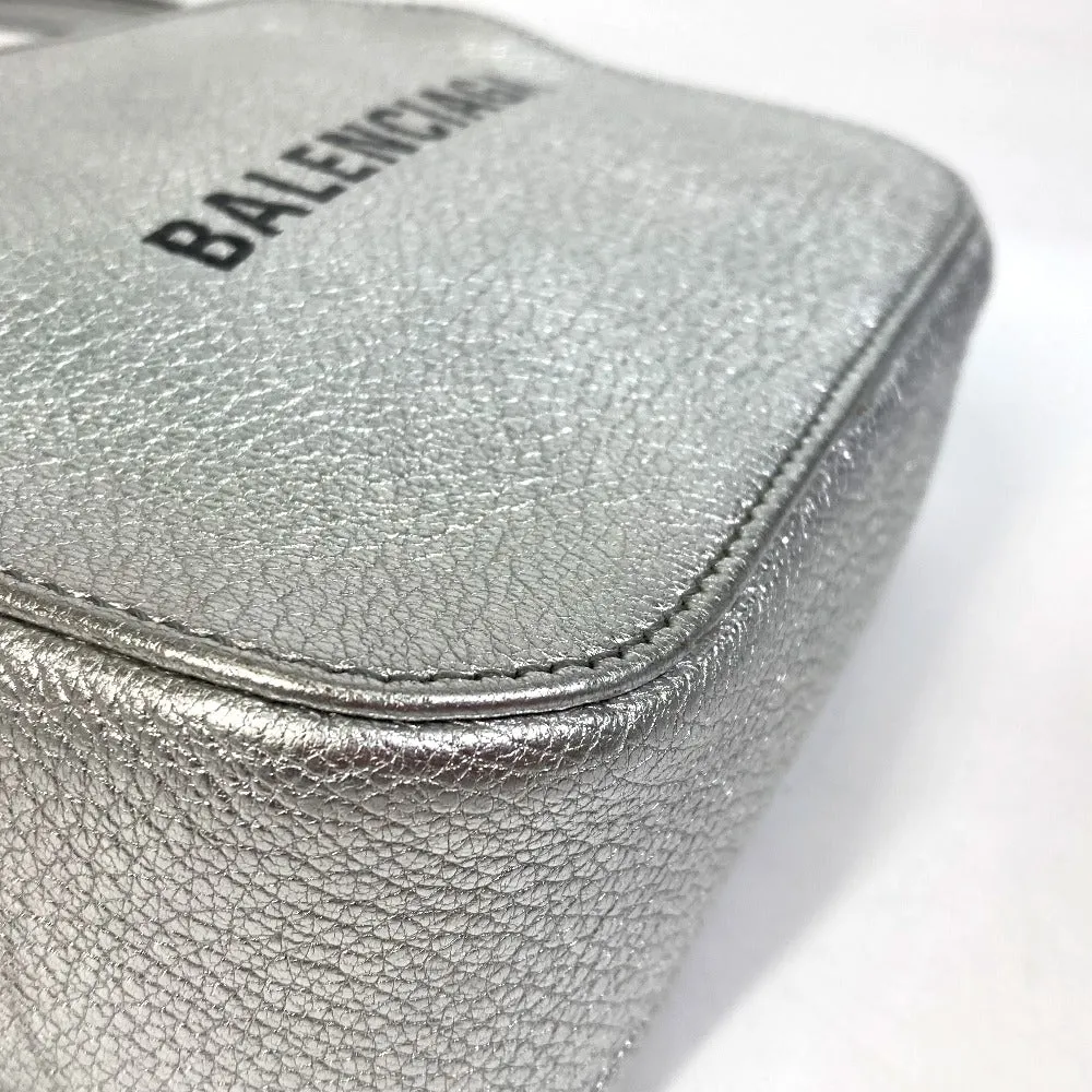 BALENCIAGA Shoulder Bag 552372 leather Silver logo Everyday camera bag Women Used Authentic