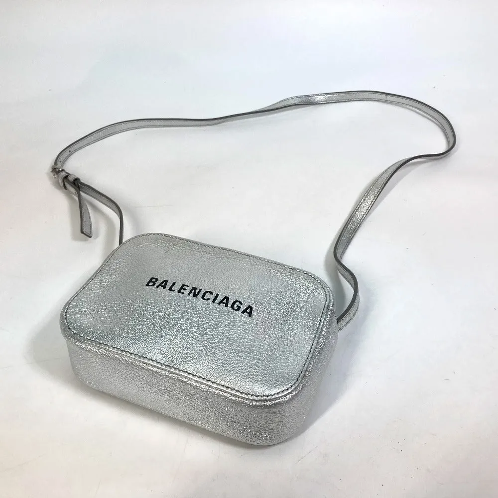 BALENCIAGA Shoulder Bag 552372 leather Silver logo Everyday camera bag Women Used Authentic