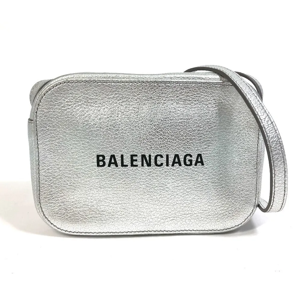 BALENCIAGA Shoulder Bag 552372 leather Silver logo Everyday camera bag Women Used Authentic