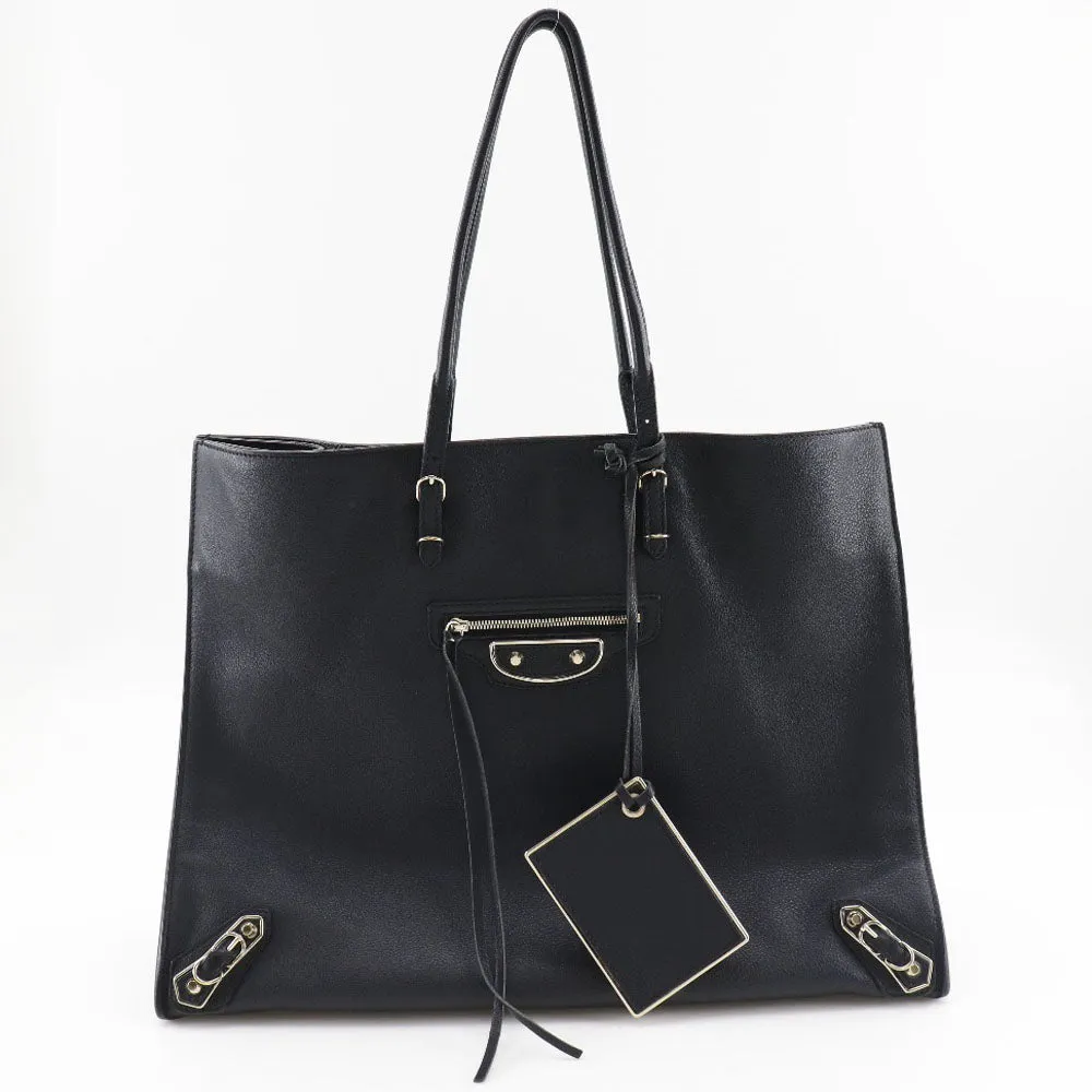 BALENCIAGA Tote Bag 387480 leather black Paper tote unisex(Unisex) Used Authentic