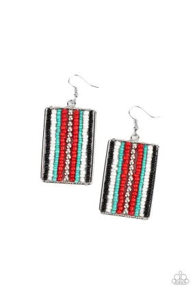 Beadwork Wonder Red & Multi Seed Bead Earrings - Paparazzi Accessories