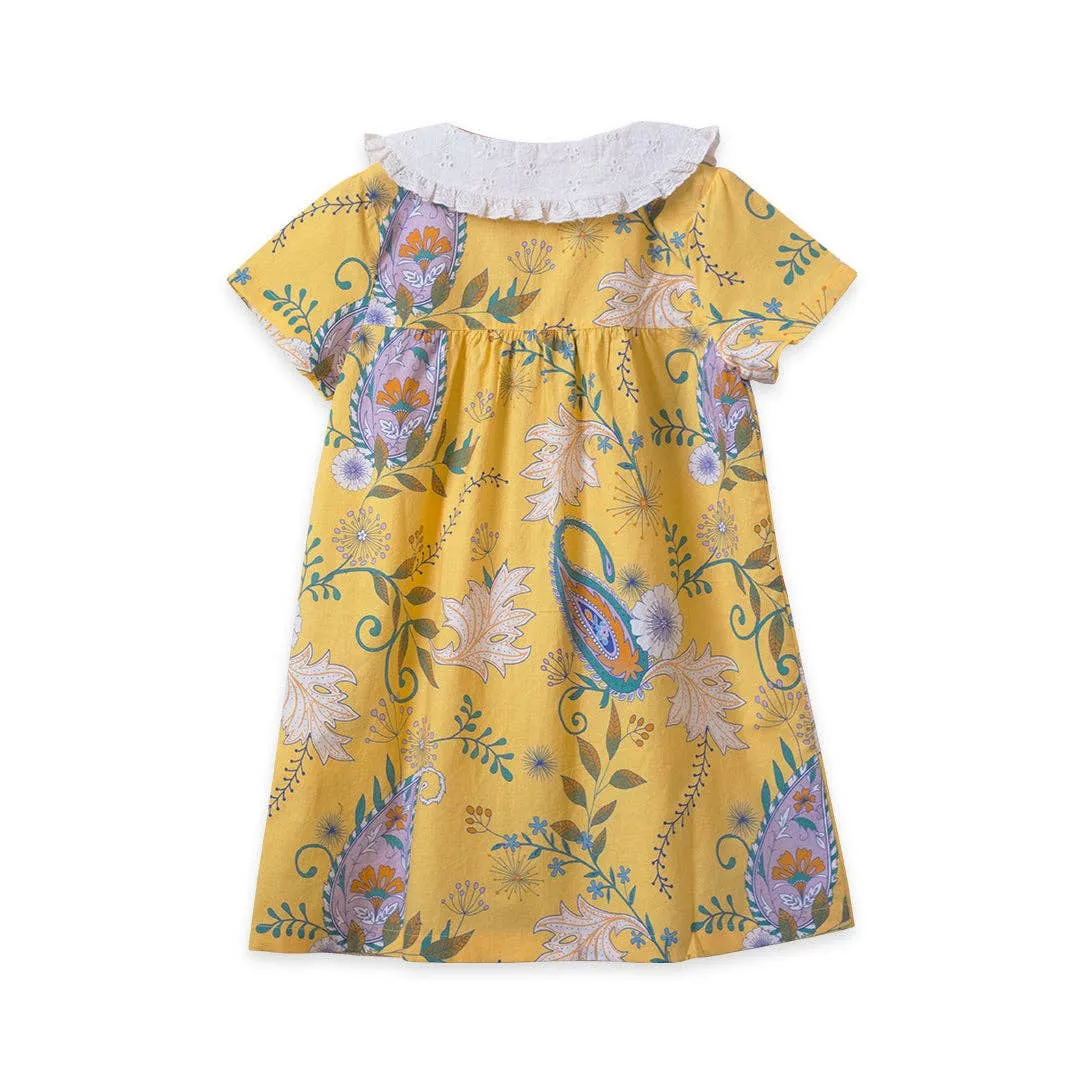 Beet World - Fae Dress - Sunshine Paisley: 12-18 mo