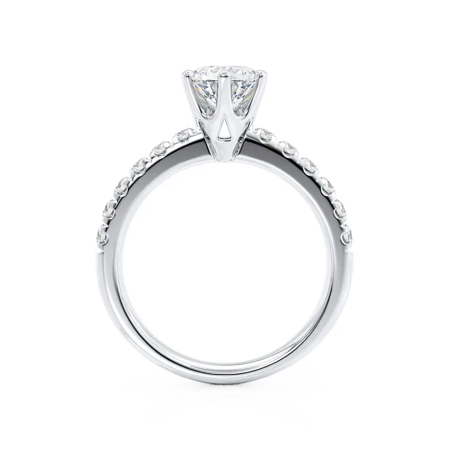 BELLE - Round Lab Diamond 18k White Gold Shoulder Set Ring