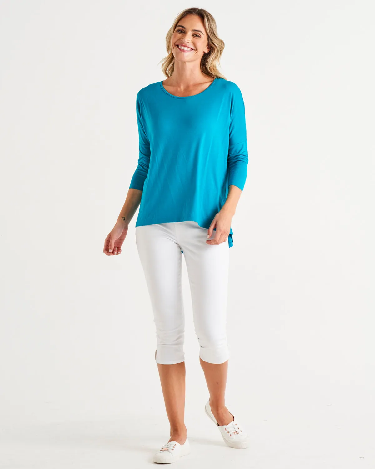 Betty Basics Milan 3/4 Sleeve Top Lagoon