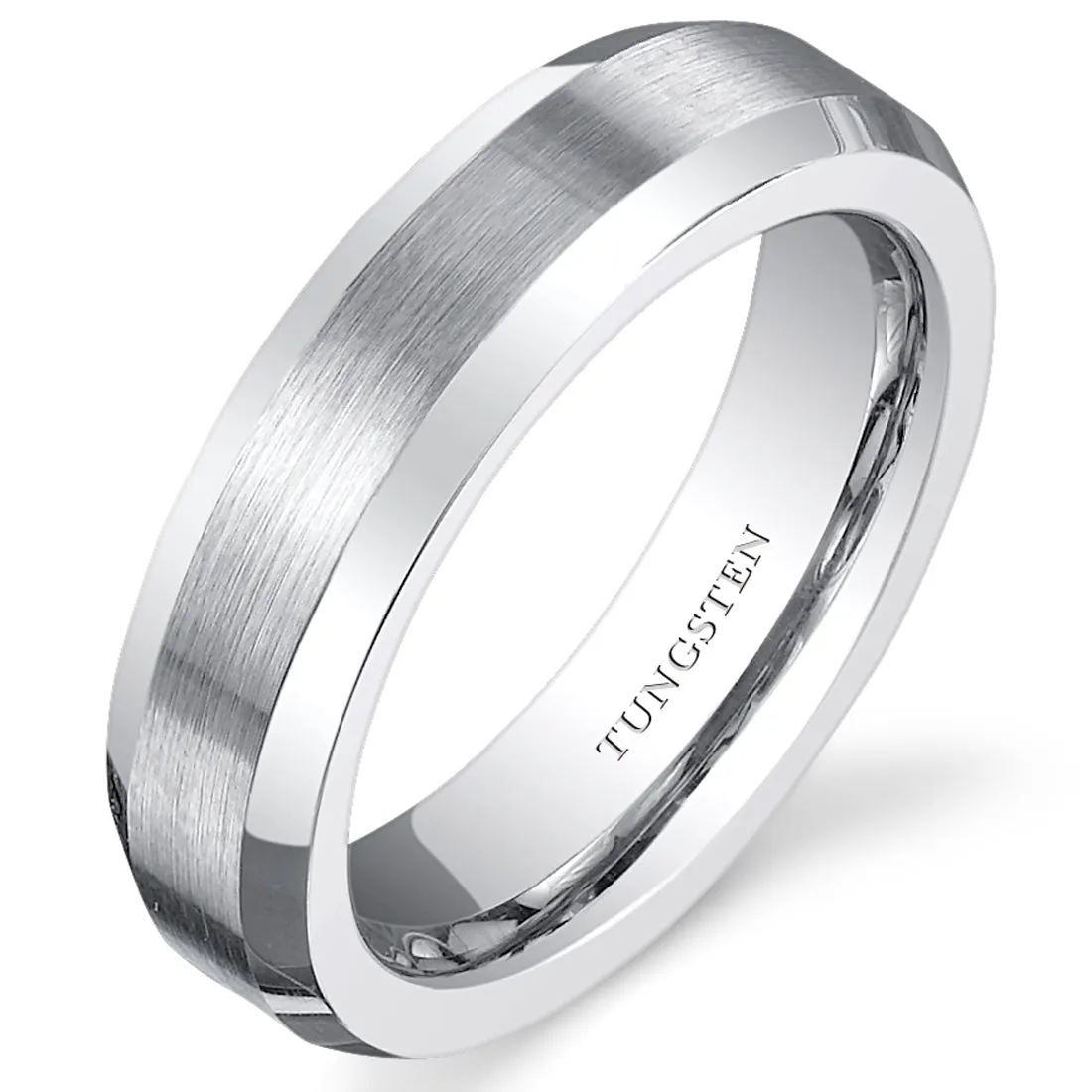 Beveled Edge 5mm Womens Tungsten Band Size 8