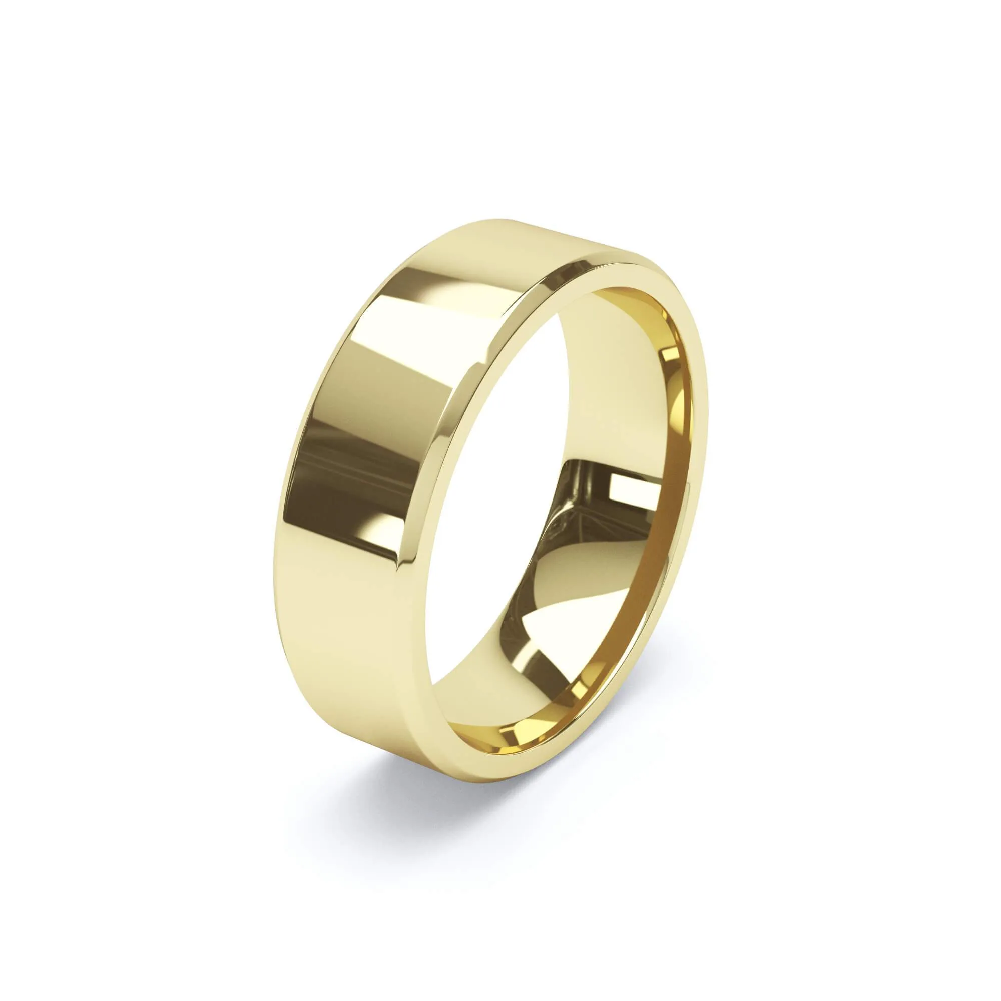 - Bevelled Edge Profile Wedding Ring 18k Yellow Gold